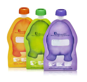 Little Mashies Reusable Food Pouches - 10 Pack of Mixed Colours