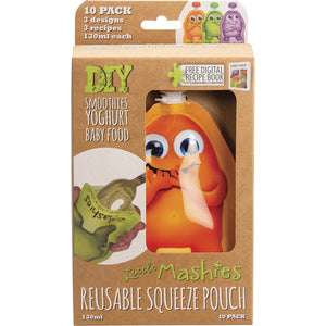 Little Mashies Reusable Food Pouches - 10 Pack of Mixed Colours