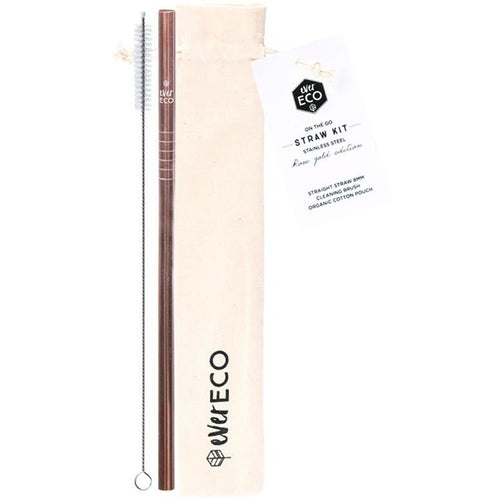 Ever Eco On-The-Go Rose Gold Reusable Straw Kit