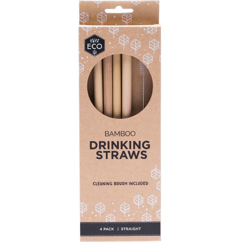 Ever Eco Bamboo Reusable Straws - 4 Pack with Brush