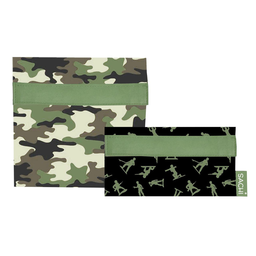 Sachi Reusable Sandwich & Snack Bags - Camo Green